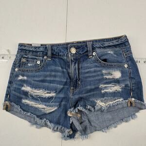 American Eagle tomgirl shortie denim shorts size 0 blue‎ 5283